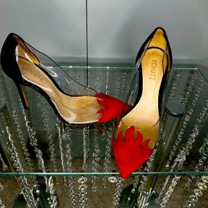 Beautiful red and clear pumps